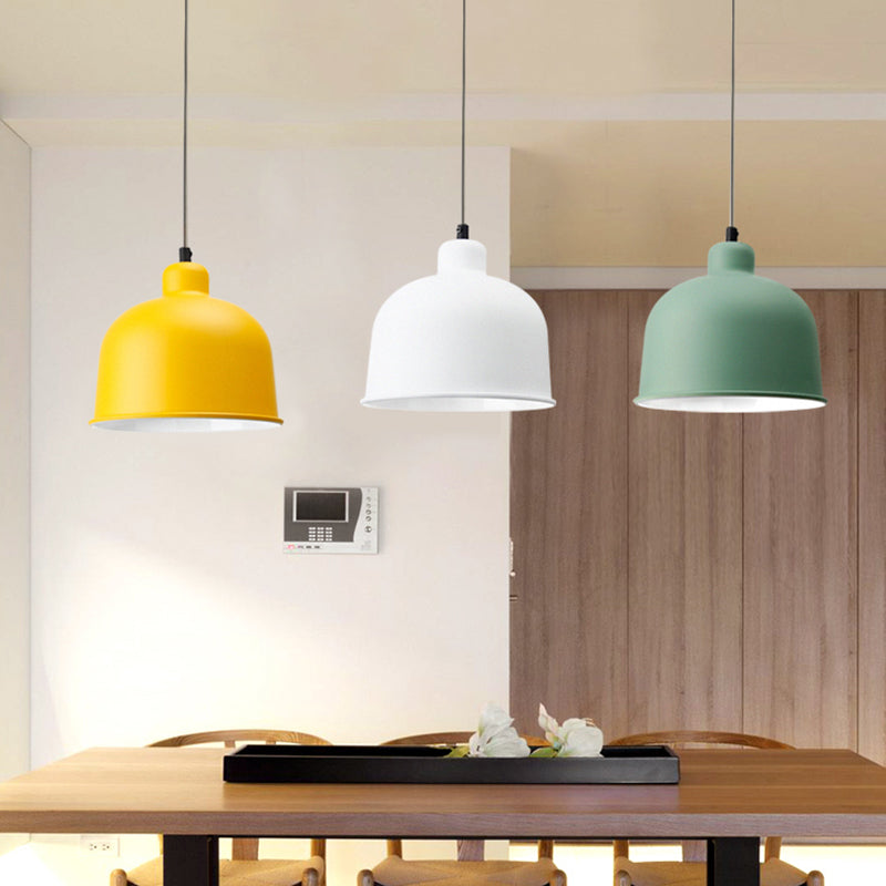 Bowl Shade Hanging Light Single Head Macaron Style Aluminum Pendant Lamp for Restaurant Clearhalo 'Ceiling Lights' 'Modern Pendants' 'Modern' 'Pendant Lights' 'Pendants' Lighting' 126006