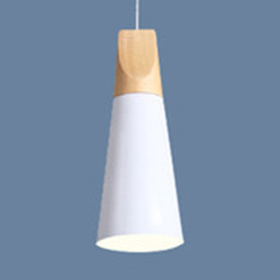 Single Head Coolie Pendant Light Modern Wood & Aluminum Black/Grey/Yellow/White Pendant Lamp for Bedroom White 4" Clearhalo 'Ceiling Lights' 'Modern Pendants' 'Modern' 'Pendant Lights' 'Pendants' Lighting' 126013