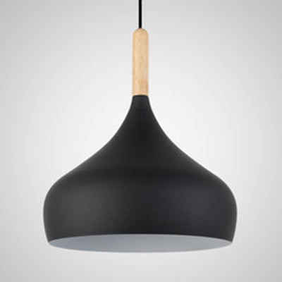 Aluminum Onion Shade Suspension Light Balcony Hallway 9.5/12/14 Inch Wide 1 Bulb Contemporary Pendant Light Black Clearhalo 'Ceiling Lights' 'Modern Pendants' 'Modern' 'Pendant Lights' 'Pendants' Lighting' 126027