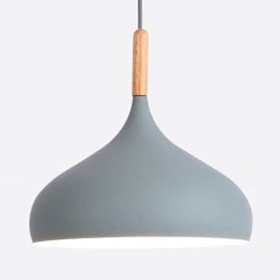 Aluminum Onion Shade Suspension Light Balcony Hallway 9.5/12/14 Inch Wide 1 Bulb Contemporary Pendant Light Grey Clearhalo 'Ceiling Lights' 'Modern Pendants' 'Modern' 'Pendant Lights' 'Pendants' Lighting' 126032