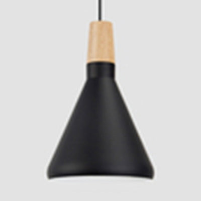 Nordic Coolie Shade Suspension Light Aluminum 7/10.5/15 Inch Wide 1 Head Pendant Light for Office Coffee Shop Black 7" Clearhalo 'Ceiling Lights' 'Modern Pendants' 'Modern' 'Pendant Lights' 'Pendants' Lighting' 126063