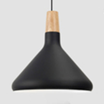 Nordic Coolie Shade Suspension Light Aluminum 7/10.5/15 Inch Wide 1 Head Pendant Light for Office Coffee Shop Black 10.5" Clearhalo 'Ceiling Lights' 'Modern Pendants' 'Modern' 'Pendant Lights' 'Pendants' Lighting' 126064