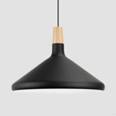 Nordic Coolie Shade Suspension Light Aluminum 7/10.5/15 Inch Wide 1 Head Pendant Light for Office Coffee Shop Black 15" Clearhalo 'Ceiling Lights' 'Modern Pendants' 'Modern' 'Pendant Lights' 'Pendants' Lighting' 126065