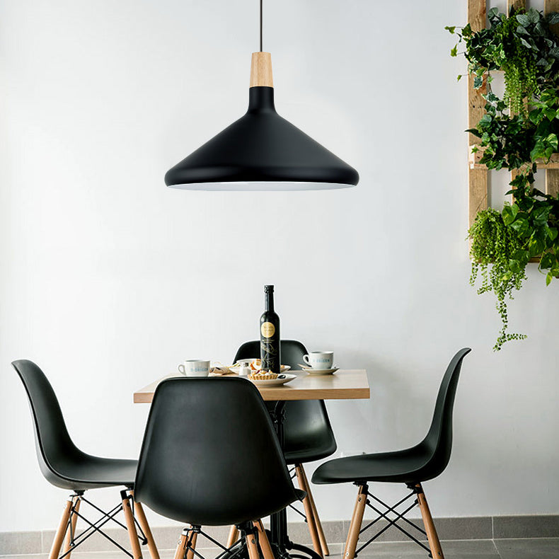 Nordic Coolie Shade Suspension Light Aluminum 7/10.5/15 Inch Wide 1 Head Pendant Light for Office Coffee Shop Clearhalo 'Ceiling Lights' 'Modern Pendants' 'Modern' 'Pendant Lights' 'Pendants' Lighting' 126075