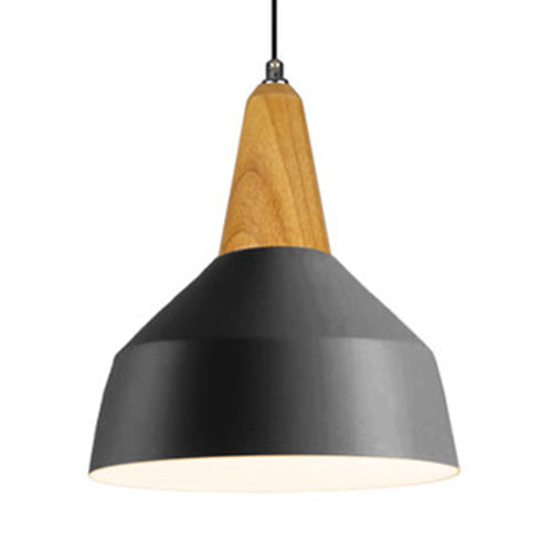 One Head Suspension Light Nordic Stylish Aluminum & Wood Pendant Light for Study Room Black 10" Clearhalo 'Ceiling Lights' 'Modern Pendants' 'Modern' 'Pendant Lights' 'Pendants' Lighting' 126087