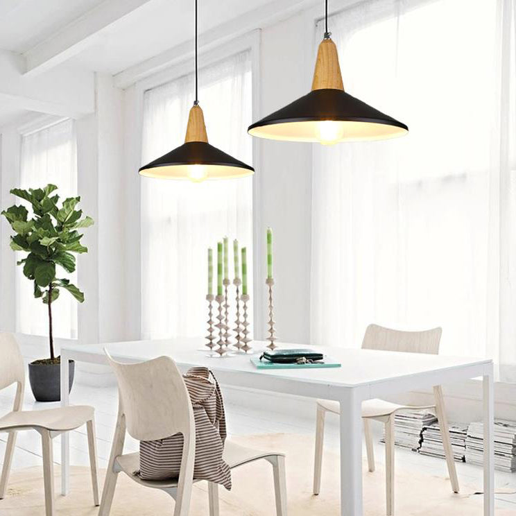 One Head Suspension Light Nordic Stylish Aluminum & Wood Pendant Light for Study Room Clearhalo 'Ceiling Lights' 'Modern Pendants' 'Modern' 'Pendant Lights' 'Pendants' Lighting' 126089