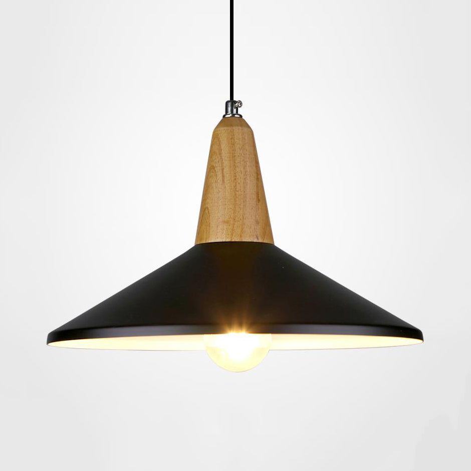 One Head Suspension Light Nordic Stylish Aluminum & Wood Pendant Light for Study Room Black 14" Clearhalo 'Ceiling Lights' 'Modern Pendants' 'Modern' 'Pendant Lights' 'Pendants' Lighting' 126090