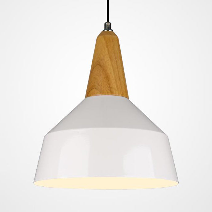 One Head Suspension Light Nordic Stylish Aluminum & Wood Pendant Light for Study Room White 10" Clearhalo 'Ceiling Lights' 'Modern Pendants' 'Modern' 'Pendant Lights' 'Pendants' Lighting' 126093