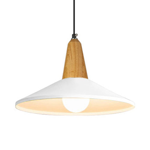 One Head Suspension Light Nordic Stylish Aluminum & Wood Pendant Light for Study Room White 14" Clearhalo 'Ceiling Lights' 'Modern Pendants' 'Modern' 'Pendant Lights' 'Pendants' Lighting' 126096