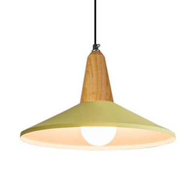 Living Room Pendant Light Aluminum 10/14 Inch Wide Single Head Macaron Pendant Lamp with Adjustable Cord Yellow 14" Clearhalo 'Ceiling Lights' 'Modern Pendants' 'Modern' 'Pendant Lights' 'Pendants' Lighting' 126104