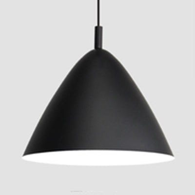 Simple Style Pyramid Hanging Light Metallic Single Bulb Monochrome Pendant Light in Black/Grey/White for Study Room Black Clearhalo 'Ceiling Lights' 'Modern Pendants' 'Modern' 'Pendant Lights' 'Pendants' Lighting' 126157