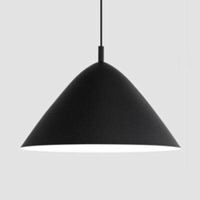 Simple Style Pyramid Hanging Light Metallic Single Bulb Monochrome Pendant Light in Black/Grey/White for Study Room Black 16" Clearhalo 'Ceiling Lights' 'Modern Pendants' 'Modern' 'Pendant Lights' 'Pendants' Lighting' 126158