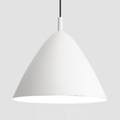 Simple Style Pyramid Hanging Light Metallic Single Bulb Monochrome Pendant Light in Black/Grey/White for Study Room White 10.5" Clearhalo 'Ceiling Lights' 'Modern Pendants' 'Modern' 'Pendant Lights' 'Pendants' Lighting' 126159