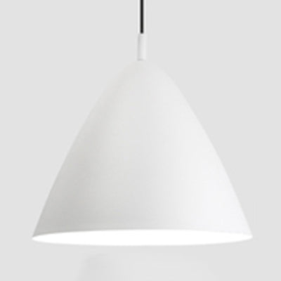 Simple Style Pyramid Hanging Light Metallic Single Bulb Monochrome Pendant Light in Black/Grey/White for Study Room White 13" Clearhalo 'Ceiling Lights' 'Modern Pendants' 'Modern' 'Pendant Lights' 'Pendants' Lighting' 126160