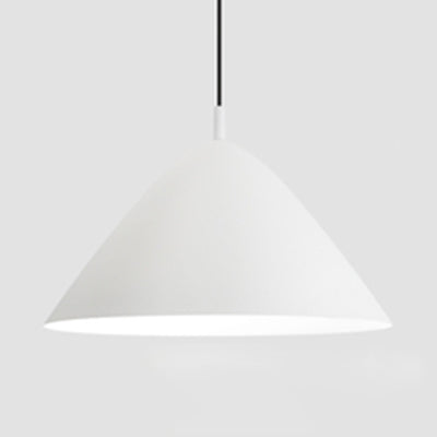 Simple Style Pyramid Hanging Light Metallic Single Bulb Monochrome Pendant Light in Black/Grey/White for Study Room White 16" Clearhalo 'Ceiling Lights' 'Modern Pendants' 'Modern' 'Pendant Lights' 'Pendants' Lighting' 126161