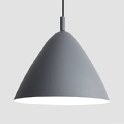 Simple Style Pyramid Hanging Light Metallic Single Bulb Monochrome Pendant Light in Black/Grey/White for Study Room Grey 10.5" Clearhalo 'Ceiling Lights' 'Modern Pendants' 'Modern' 'Pendant Lights' 'Pendants' Lighting' 126162