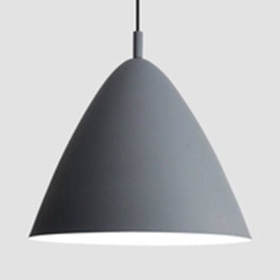 Simple Style Pyramid Hanging Light Metallic Single Bulb Monochrome Pendant Light in Black/Grey/White for Study Room Grey 13" Clearhalo 'Ceiling Lights' 'Modern Pendants' 'Modern' 'Pendant Lights' 'Pendants' Lighting' 126163