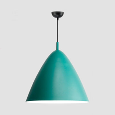 Nordic Candy Colored Pendant Fixture Pyramid Shade 10.5/13/16 Inch Wide One Light Aluminum Hanging Light for Cafe Green 13" Clearhalo 'Ceiling Lights' 'Modern Pendants' 'Modern' 'Pendant Lights' 'Pendants' Lighting' 126178