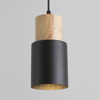 Metal & Wood Cylindrical Hanging Lamp Office Hallway 1 Light Modern Small Pendant Light Clearhalo 'Ceiling Lights' 'Modern Pendants' 'Modern' 'Pendant Lights' 'Pendants' Lighting' 126214