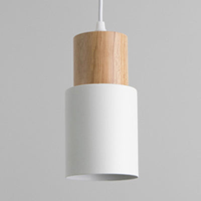 Metal & Wood Cylindrical Hanging Lamp Office Hallway 1 Light Modern Small Pendant Light Clearhalo 'Ceiling Lights' 'Modern Pendants' 'Modern' 'Pendant Lights' 'Pendants' Lighting' 126216