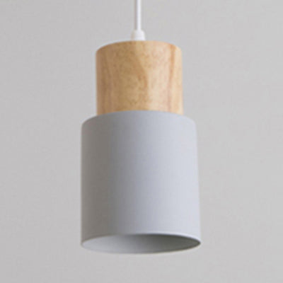 Metal & Wood Cylindrical Hanging Lamp Office Hallway 1 Light Modern Small Pendant Light Clearhalo 'Ceiling Lights' 'Modern Pendants' 'Modern' 'Pendant Lights' 'Pendants' Lighting' 126218