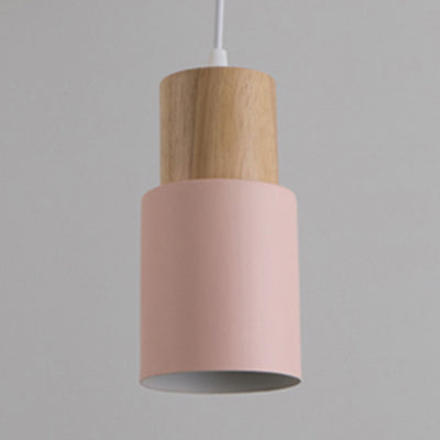 Metal & Wood Cylindrical Hanging Lamp Office Hallway 1 Light Modern Small Pendant Light Clearhalo 'Ceiling Lights' 'Modern Pendants' 'Modern' 'Pendant Lights' 'Pendants' Lighting' 126220