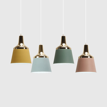 Cloth Shop Bucket Suspension Light Aluminum Single Head Nordic Macaron Colored Pendant Light Clearhalo 'Ceiling Lights' 'Modern Pendants' 'Modern' 'Pendant Lights' 'Pendants' Lighting' 126333