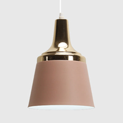 Cloth Shop Bucket Suspension Light Aluminum Single Head Nordic Macaron Colored Pendant Light Pink Clearhalo 'Ceiling Lights' 'Modern Pendants' 'Modern' 'Pendant Lights' 'Pendants' Lighting' 126334