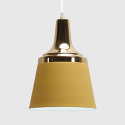 Cloth Shop Bucket Suspension Light Aluminum Single Head Nordic Macaron Colored Pendant Light Yellow Clearhalo 'Ceiling Lights' 'Modern Pendants' 'Modern' 'Pendant Lights' 'Pendants' Lighting' 126335