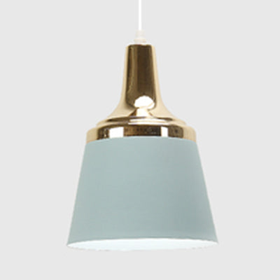 Cloth Shop Bucket Suspension Light Aluminum Single Head Nordic Macaron Colored Pendant Light Blue Clearhalo 'Ceiling Lights' 'Modern Pendants' 'Modern' 'Pendant Lights' 'Pendants' Lighting' 126336