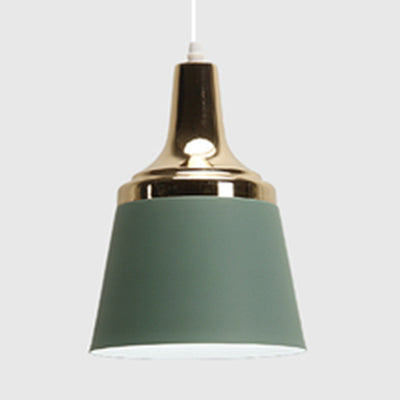 Cloth Shop Bucket Suspension Light Aluminum Single Head Nordic Macaron Colored Pendant Light Green Clearhalo 'Ceiling Lights' 'Modern Pendants' 'Modern' 'Pendant Lights' 'Pendants' Lighting' 126337