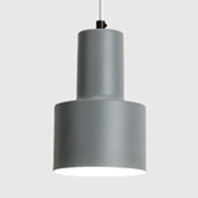 Macaron Loft Pendant Hanging Light Cylinder 1 Head Metallic Ceiling Pendant for Meeting Room Grey Clearhalo 'Ceiling Lights' 'Modern Pendants' 'Modern' 'Pendant Lights' 'Pendants' Lighting' 126361