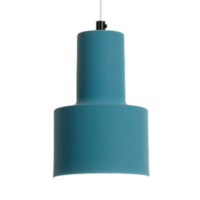 Macaron Loft Pendant Hanging Light Cylinder 1 Head Metallic Ceiling Pendant for Meeting Room Blue Clearhalo 'Ceiling Lights' 'Modern Pendants' 'Modern' 'Pendant Lights' 'Pendants' Lighting' 126363