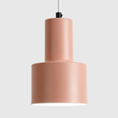 Macaron Loft Pendant Hanging Light Cylinder 1 Head Metallic Ceiling Pendant for Meeting Room Pink Clearhalo 'Ceiling Lights' 'Modern Pendants' 'Modern' 'Pendant Lights' 'Pendants' Lighting' 126364