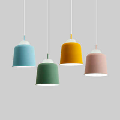 Cloth Shop Cup Shade Pendant Lamp Metal 1 Head Macaron Loft Height Adjustable Hanging Light Clearhalo 'Ceiling Lights' 'Modern Pendants' 'Modern' 'Pendant Lights' 'Pendants' Lighting' 126416