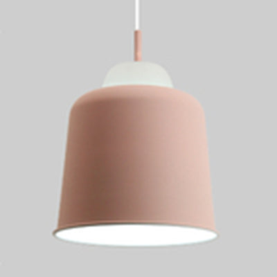 Cloth Shop Cup Shade Pendant Lamp Metal 1 Head Macaron Loft Height Adjustable Hanging Light Pink Clearhalo 'Ceiling Lights' 'Modern Pendants' 'Modern' 'Pendant Lights' 'Pendants' Lighting' 126417