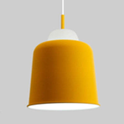 Cloth Shop Cup Shade Pendant Lamp Metal 1 Head Macaron Loft Height Adjustable Hanging Light Yellow Clearhalo 'Ceiling Lights' 'Modern Pendants' 'Modern' 'Pendant Lights' 'Pendants' Lighting' 126418