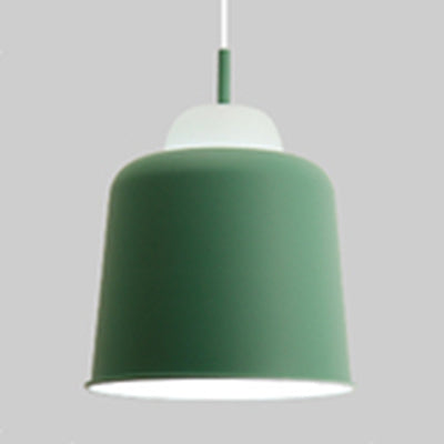 Cloth Shop Cup Shade Pendant Lamp Metal 1 Head Macaron Loft Height Adjustable Hanging Light Green Clearhalo 'Ceiling Lights' 'Modern Pendants' 'Modern' 'Pendant Lights' 'Pendants' Lighting' 126419