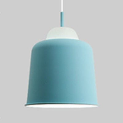 Cloth Shop Cup Shade Pendant Lamp Metal 1 Head Macaron Loft Height Adjustable Hanging Light Blue Clearhalo 'Ceiling Lights' 'Modern Pendants' 'Modern' 'Pendant Lights' 'Pendants' Lighting' 126420