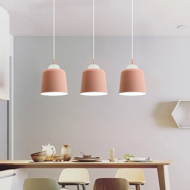 Cloth Shop Cup Shade Pendant Lamp Metal 1 Head Macaron Loft Height Adjustable Hanging Light Clearhalo 'Ceiling Lights' 'Modern Pendants' 'Modern' 'Pendant Lights' 'Pendants' Lighting' 126421