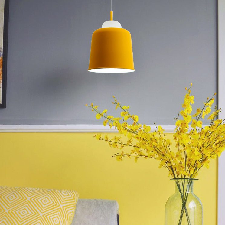 Cloth Shop Cup Shade Pendant Lamp Metal 1 Head Macaron Loft Height Adjustable Hanging Light Clearhalo 'Ceiling Lights' 'Modern Pendants' 'Modern' 'Pendant Lights' 'Pendants' Lighting' 126422