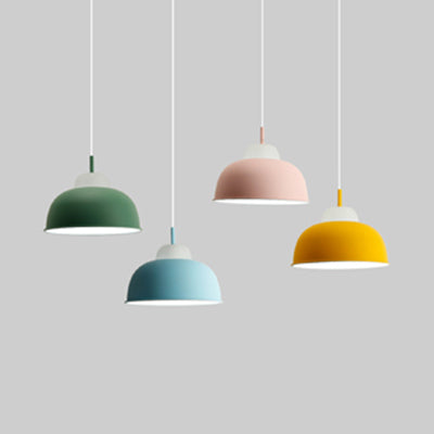 Macaron Loft Bowl Pendant Lamp Single Bulb Aluminum Hanging Light for Nursing Room Clearhalo 'Ceiling Lights' 'Modern Pendants' 'Modern' 'Pendant Lights' 'Pendants' Lighting' 126425