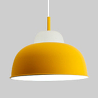 Macaron Loft Bowl Pendant Lamp Single Bulb Aluminum Hanging Light for Nursing Room Yellow Clearhalo 'Ceiling Lights' 'Modern Pendants' 'Modern' 'Pendant Lights' 'Pendants' Lighting' 126427