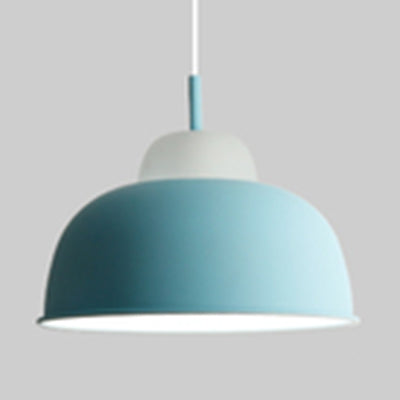 Macaron Loft Bowl Pendant Lamp Single Bulb Aluminum Hanging Light for Nursing Room Blue Clearhalo 'Ceiling Lights' 'Modern Pendants' 'Modern' 'Pendant Lights' 'Pendants' Lighting' 126429