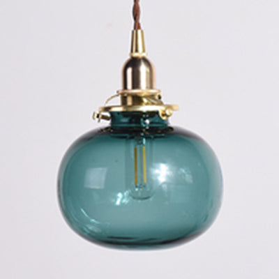 Modern Oval Pendant Light with Brass Lamp Socket Glass 1 Light Suspension Light for Cloth Shop Blue Clearhalo 'Ceiling Lights' 'Glass shade' 'Glass' 'Modern Pendants' 'Modern' 'Pendant Lights' 'Pendants' Lighting' 126604