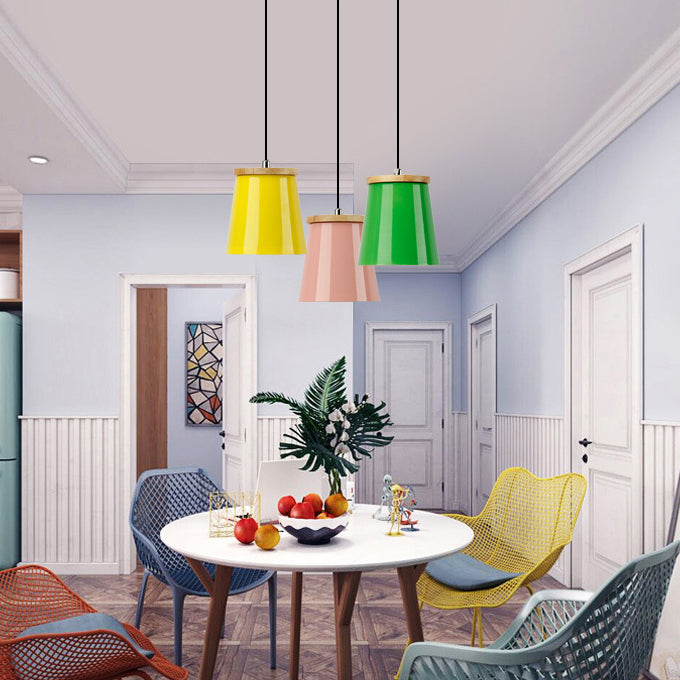 Metallic Bucket Shape Suspension Light Kitchen Dining Room One Light Modern Pendant Light Clearhalo 'Ceiling Lights' 'Modern Pendants' 'Modern' 'Pendant Lights' 'Pendants' Lighting' 126833