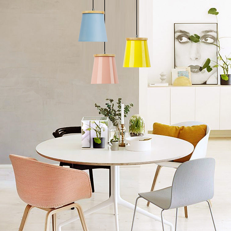 Metallic Bucket Shape Suspension Light Kitchen Dining Room One Light Modern Pendant Light Clearhalo 'Ceiling Lights' 'Modern Pendants' 'Modern' 'Pendant Lights' 'Pendants' Lighting' 126834