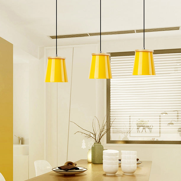 Metallic Bucket Shape Suspension Light Kitchen Dining Room One Light Modern Pendant Light Clearhalo 'Ceiling Lights' 'Modern Pendants' 'Modern' 'Pendant Lights' 'Pendants' Lighting' 126836