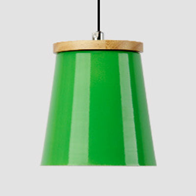 Metallic Bucket Shape Suspension Light Kitchen Dining Room One Light Modern Pendant Light Green Clearhalo 'Ceiling Lights' 'Modern Pendants' 'Modern' 'Pendant Lights' 'Pendants' Lighting' 126839