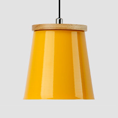 Metallic Bucket Shape Suspension Light Kitchen Dining Room One Light Modern Pendant Light Yellow Clearhalo 'Ceiling Lights' 'Modern Pendants' 'Modern' 'Pendant Lights' 'Pendants' Lighting' 126841